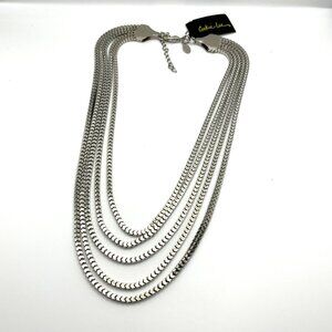 VTG Cookie Lee‎ 5-Strand Silver-Tone Chain Necklace With Adjustable  NEW